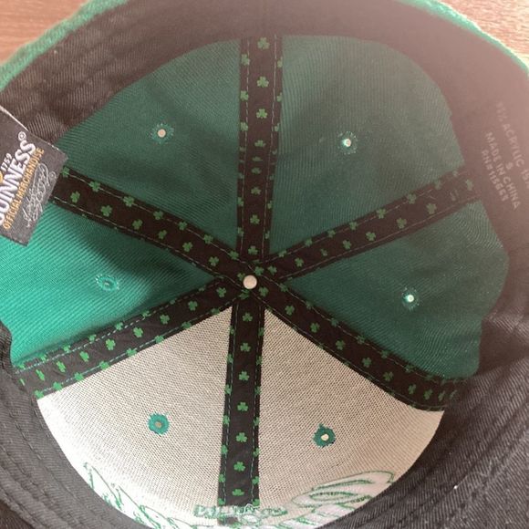 OFFICIAL GUINNESS BEER FITTED BASEBALL CAP HAT SMALL GREEN & WHITE SCRIPT STOUT - Picture 9 of 11